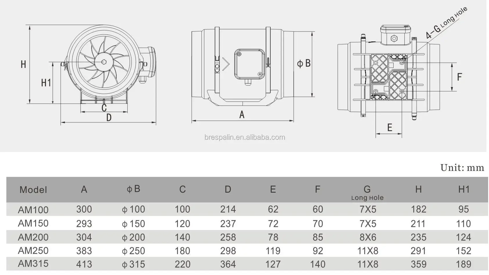 Inline Duct Fan, Plastic, 220V, 28 - detail 10
