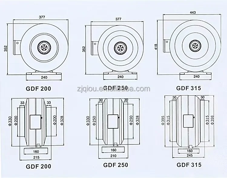 Mounted Cabinet Inline Fan, 12", HAVC, 220V, 315mm - detail 16