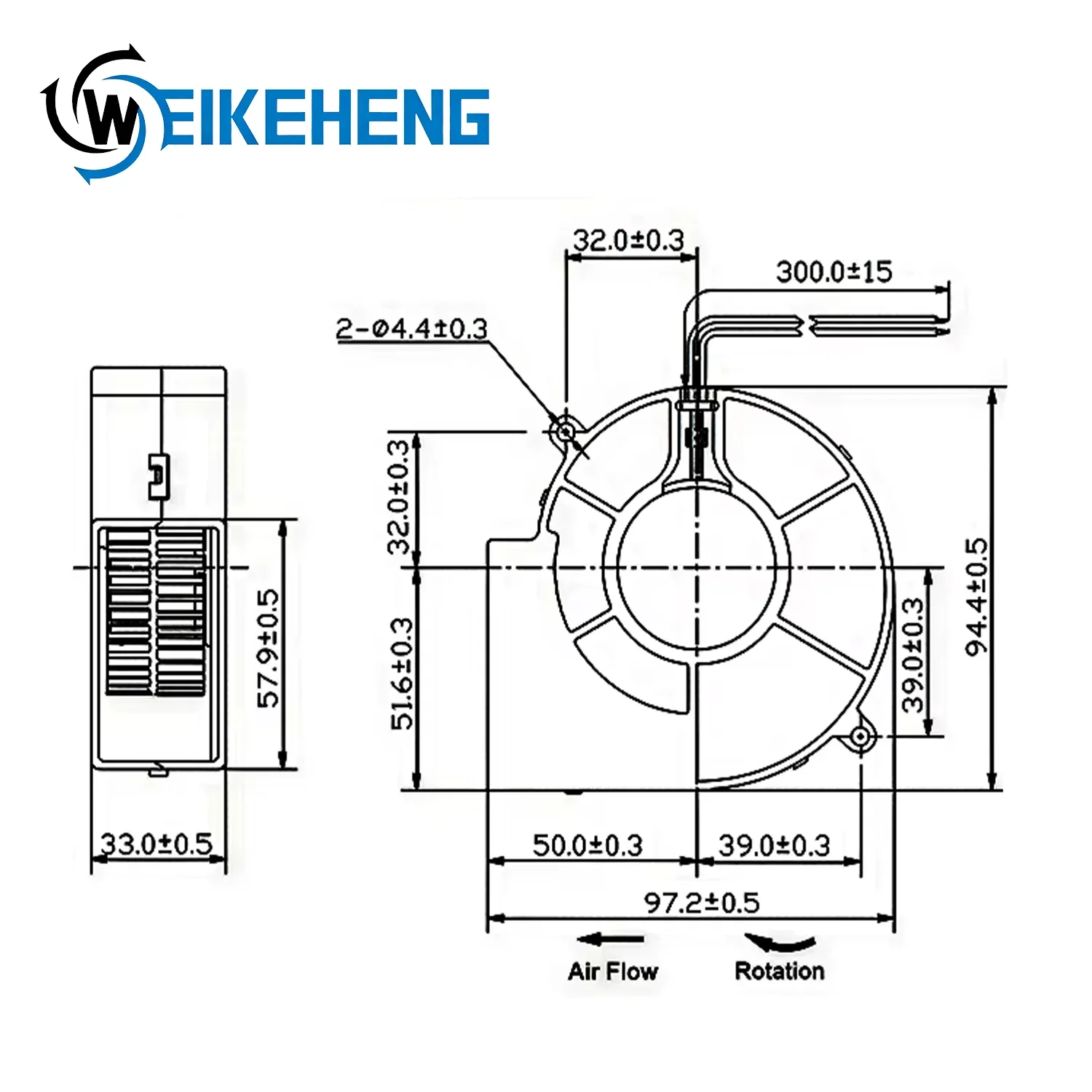 Centrifugal Blower, 12VDC, 2.7A, 9733, WHK1012VH - detail 10