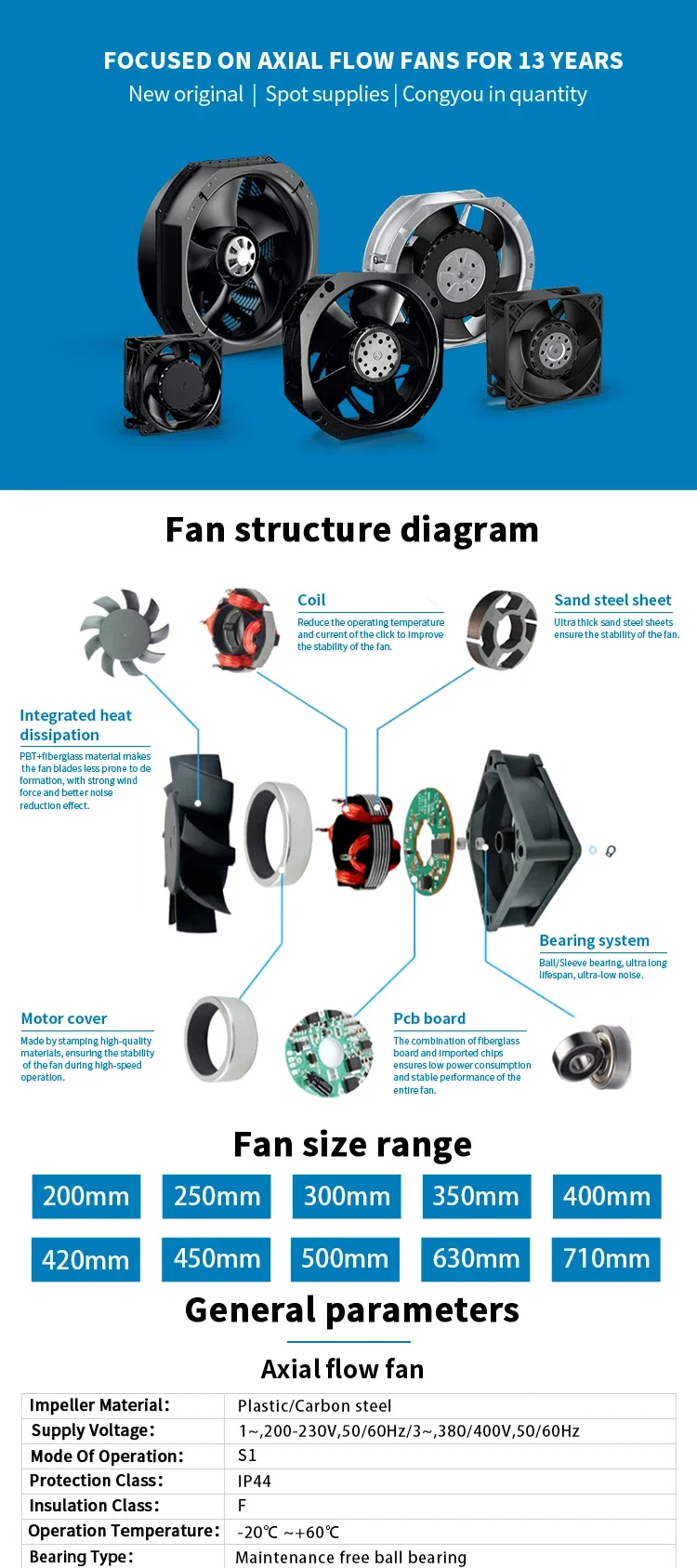 Axial Cooling Fan, 250mm-710mm, 230-380V - detail 2
