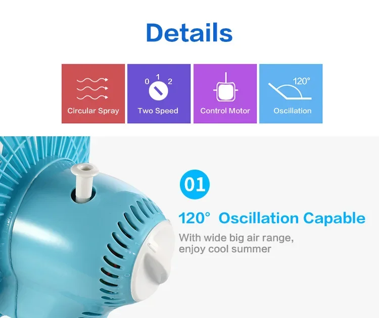 Cooling Table Fan, 180mm/7'', Plastic - detail 16