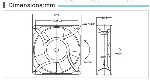 Steel Impeller, 4656N, 120x120x38, Aluminum, 2Ball - detail 8