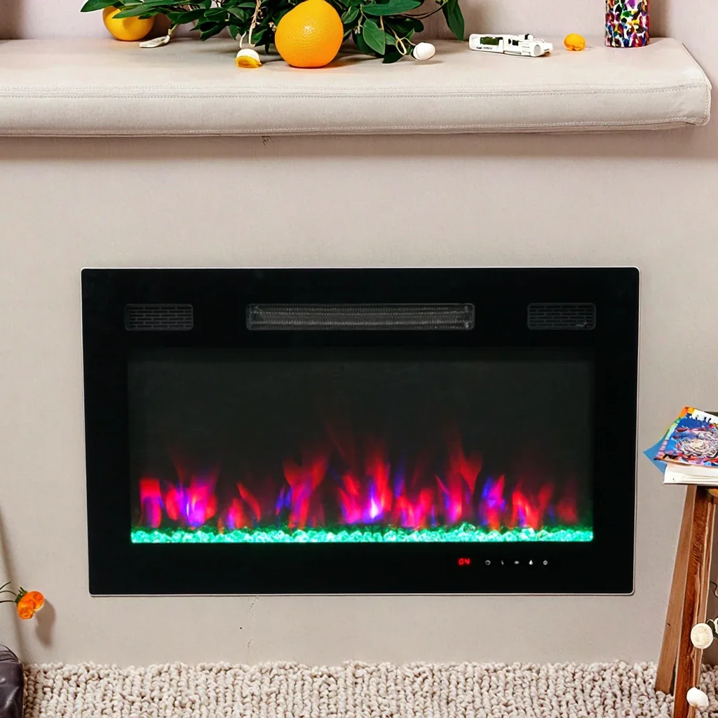Electric Fireplace, Wall, 1500 W, Glass+Steel - detail 12