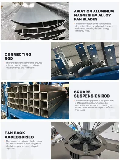 Aluminum Alloy Industrial Fan, 220V, Axial, 5.5-6.1m, 1100W - detail 12