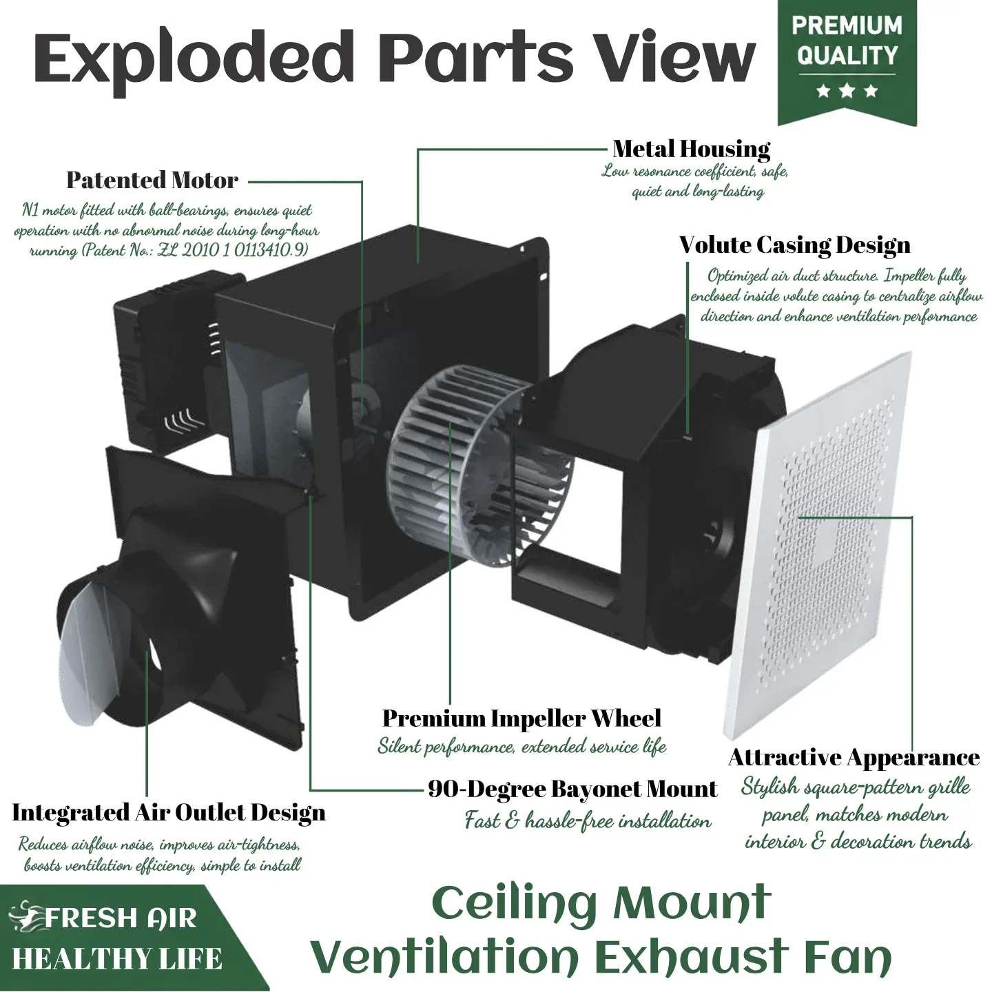 Inline Duct Fan, 120-480m³/h, HVAC - detail 8