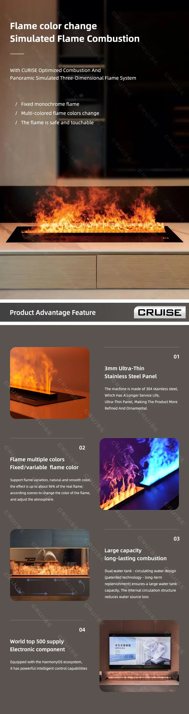 Vapor Steam Mist Fireplace, CRUISE, 3d, 600mm - detail 4