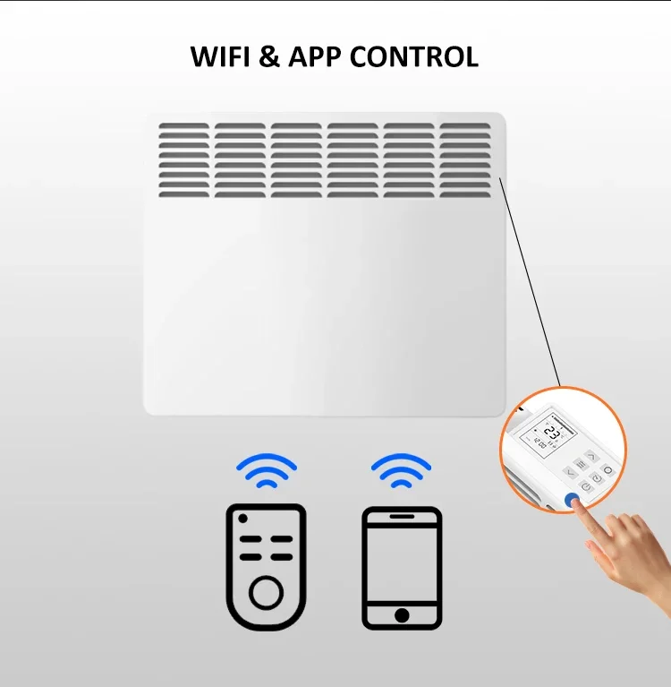 Slim Electric Convector Panel, Wall, 500W, Metal - detail 8