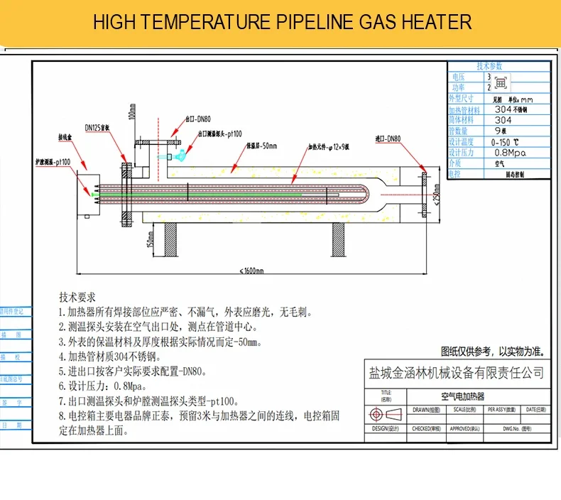 Horizontal Pipeline Heater, Stainless, Steel - detail 12
