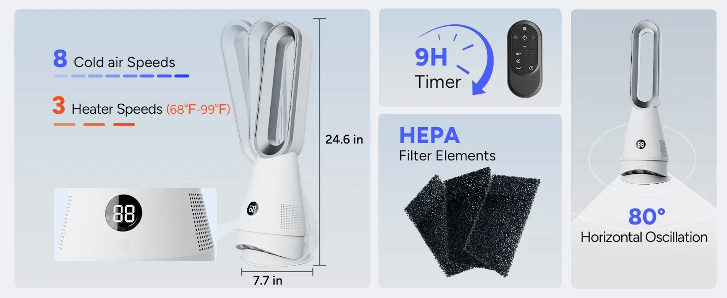 Cooling Bladeless Tower, 50-inch, Electric Power, 30 - detail 28
