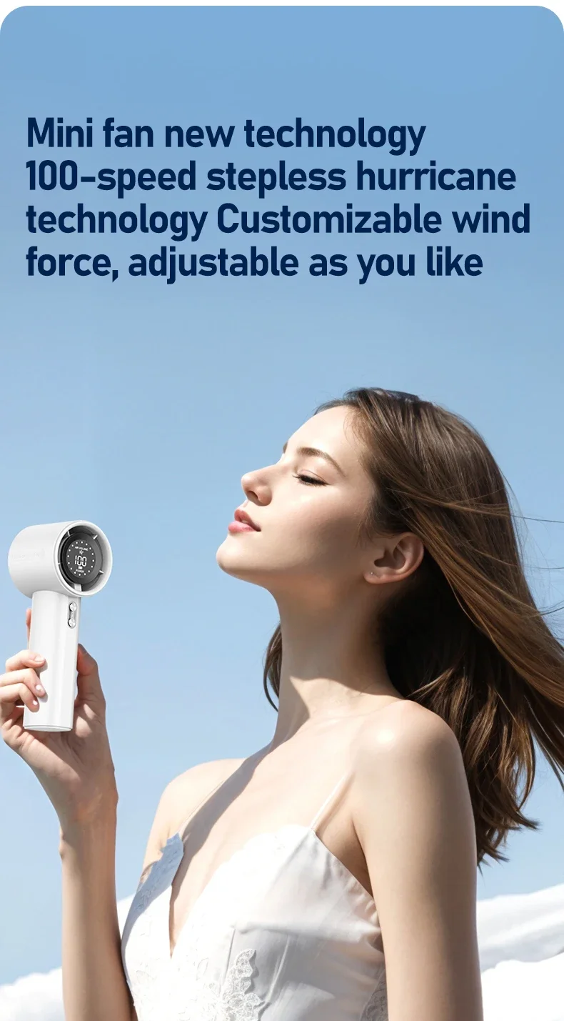 Battery-powered Handheld Fan, Portable, LCD, 100-Speed - detail 6