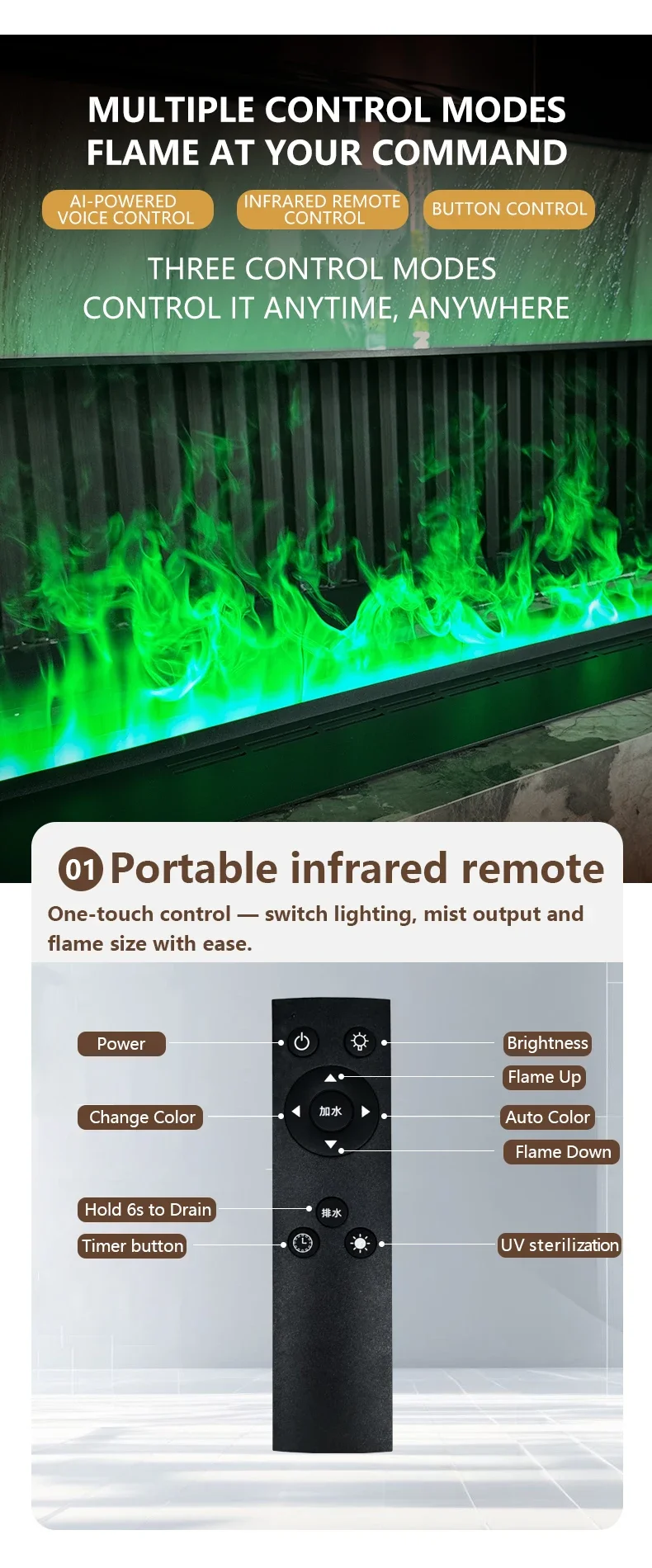 Electric Fireplace, 3D, Stainless Steel, Other Fireplaces - detail 16