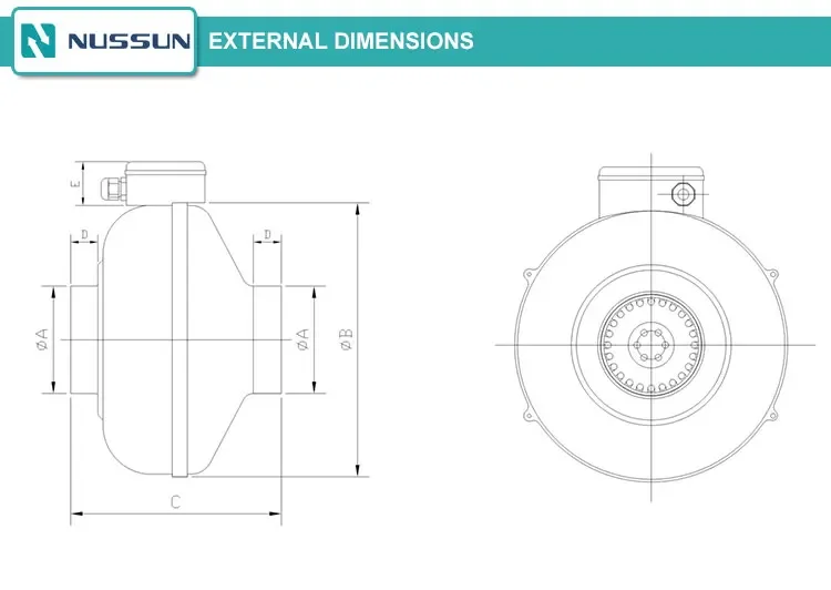 Centrifugal Blower, 315mm, Plastic, Inline - detail 6