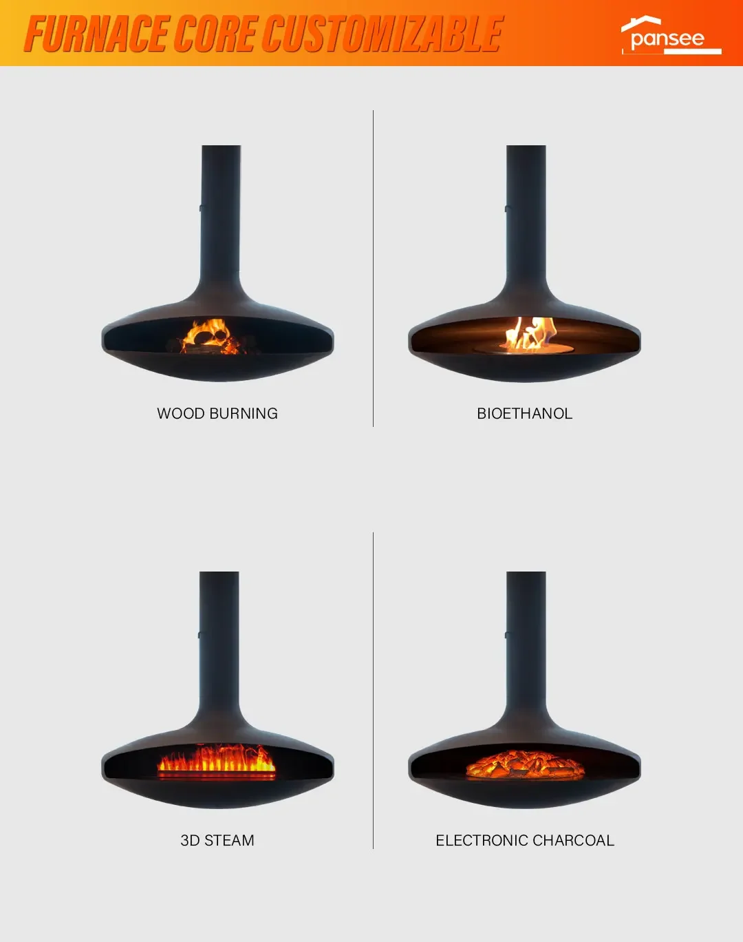Electric Fireplace, PANSEE, Cast, Steel - detail 6
