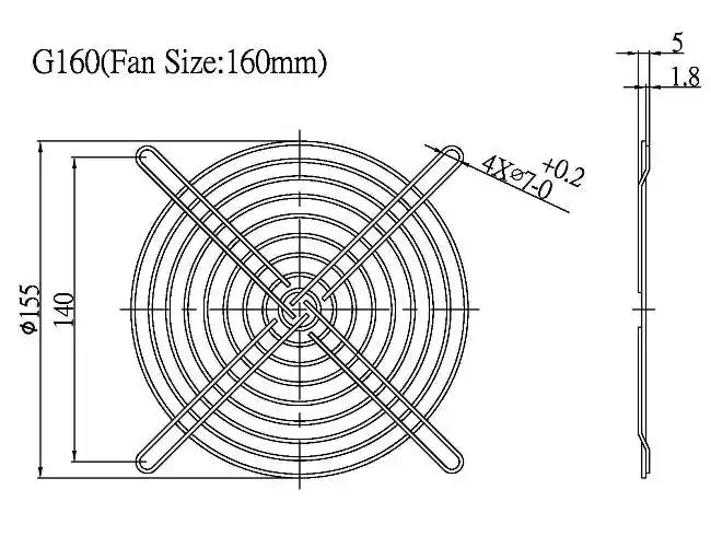 Metal Exhaust Fan, SYMBANG, G160-B, Stainless, Steel - detail 2