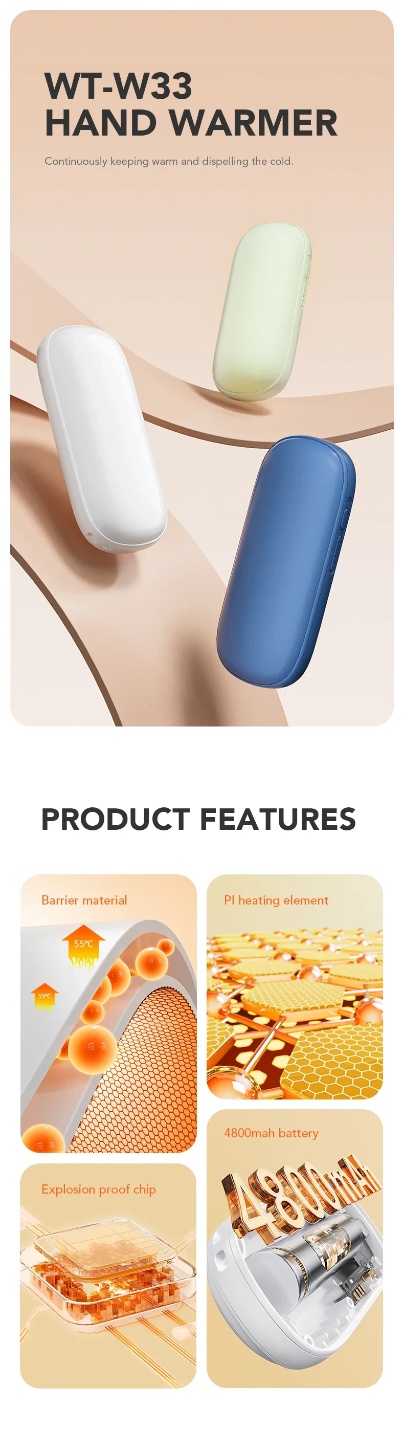 Hand Warmer, IMYCOO, 4800mAh, Portable - detail 6
