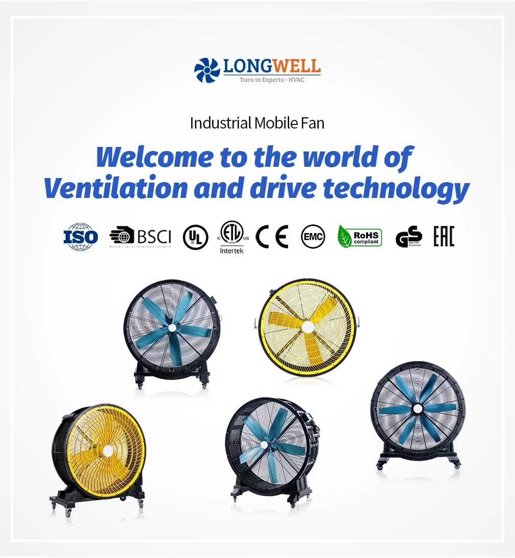 Portable Mobile Industrial Fan, LONGWELL, 18", 20", 24" - detail 2