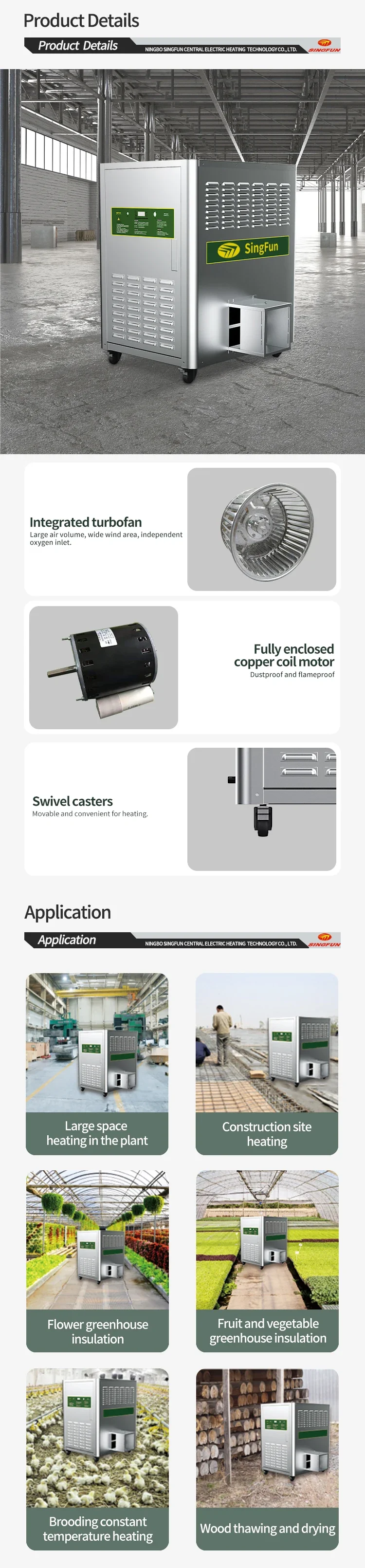 Portable Air Gas Heater, 65kw, 1700m³ - detail 4