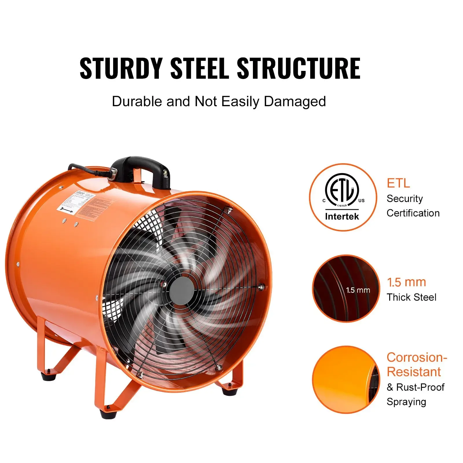 Heavy Duty Cylinder Fan, Portable, 1350W, 16-Inch, 16.4ft - detail 6