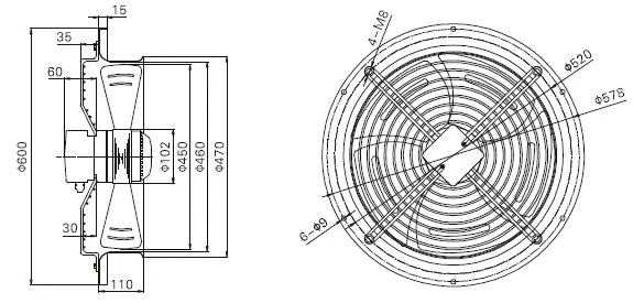 Axial Fan, 200mm, 900mm, Cast, 220V - detail 4