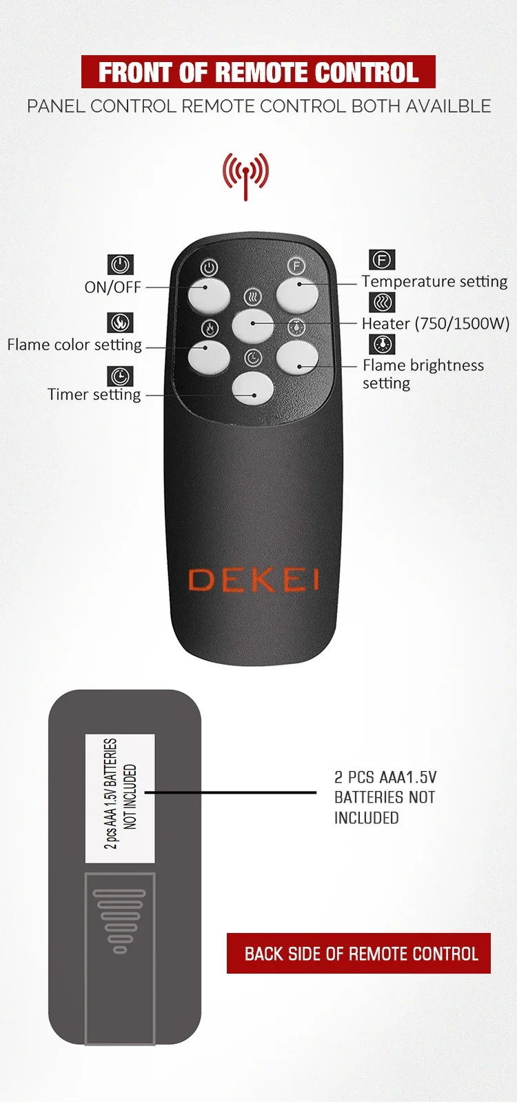 Electric Fireplace, 220-240V, 750 - detail 14