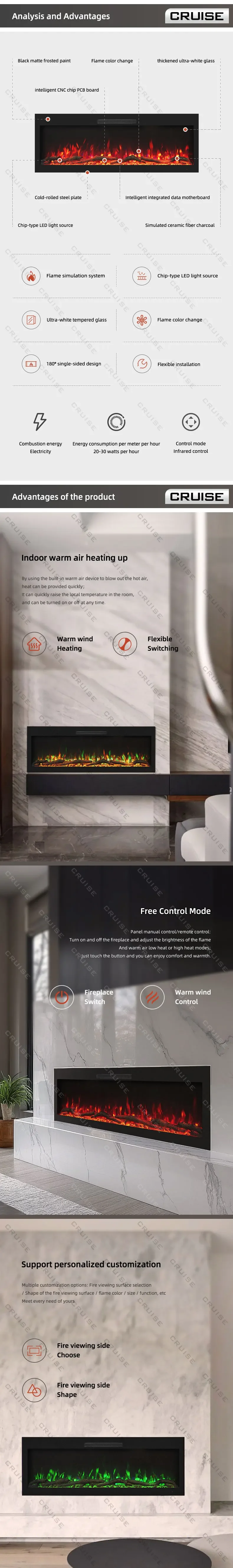Electric Fireplace, CRUISE, 1070mm, LED - detail 6