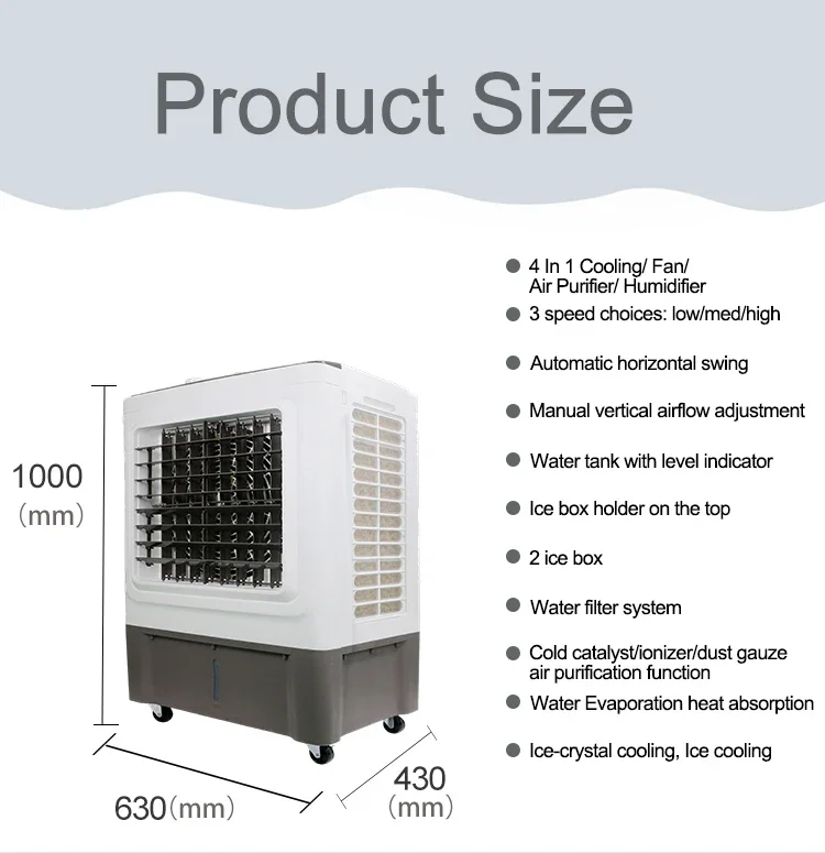 Evaporative Air Cooler, 50L, Portable - detail 4