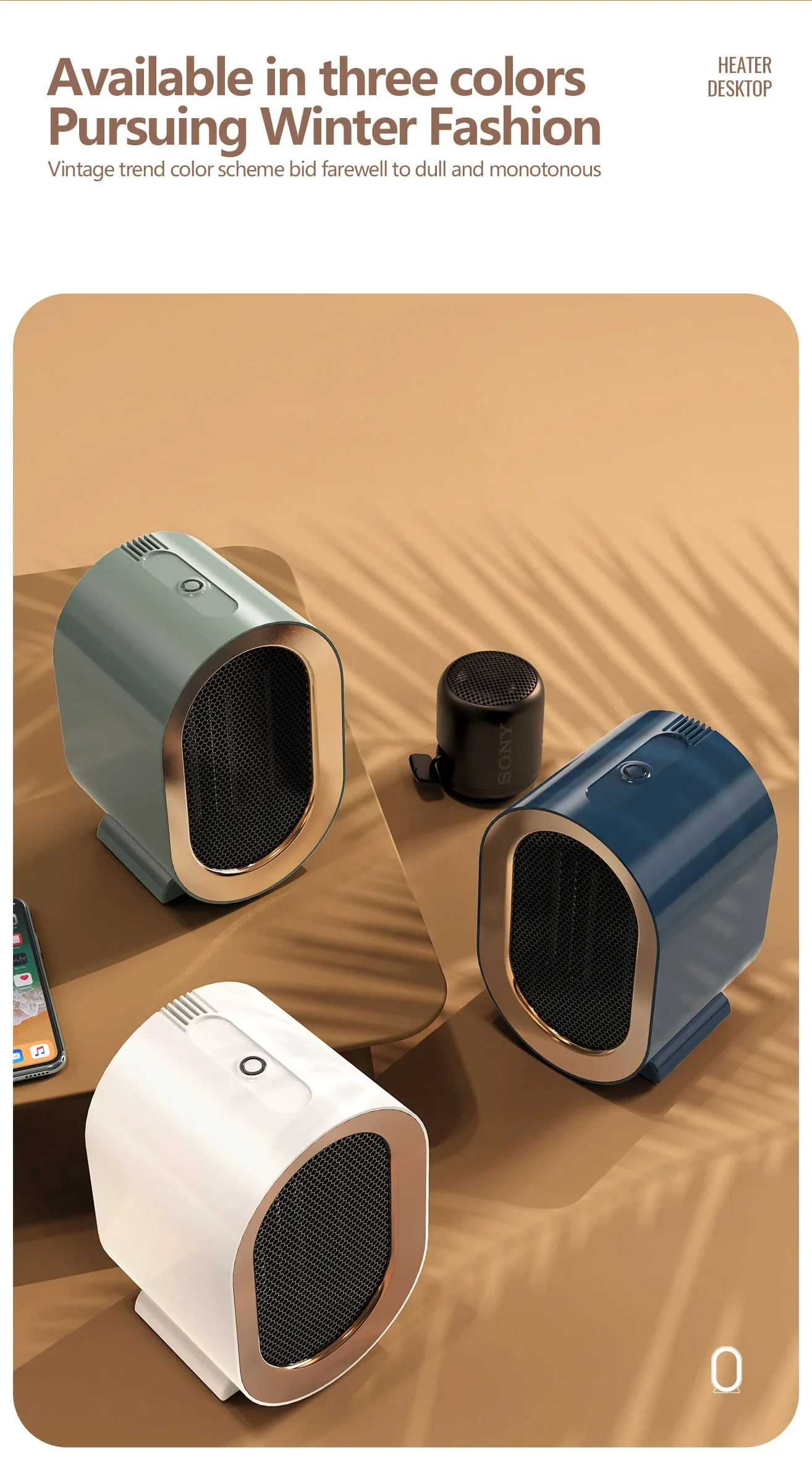 Mini Room Heater, PTC, 1200W, Portable, 220V - detail 6