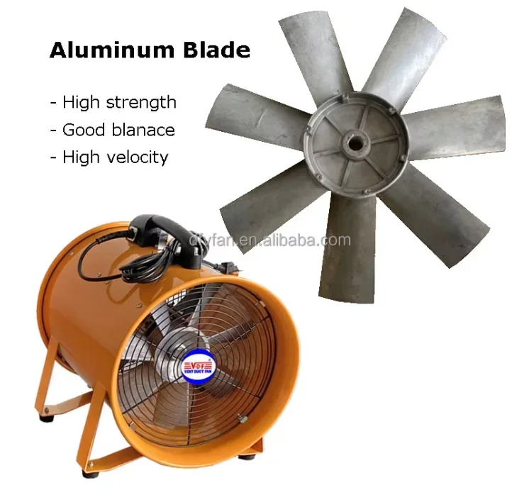 Portable Axial Ventilation Fan, 12'', 300mm, 2800rpm, Aluminum - detail 4