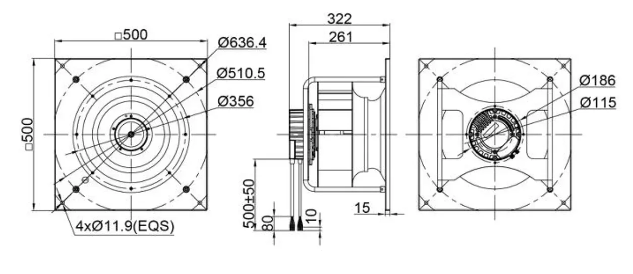 Centrifugal Blower, 355mm, 380V, Plastic - detail 4