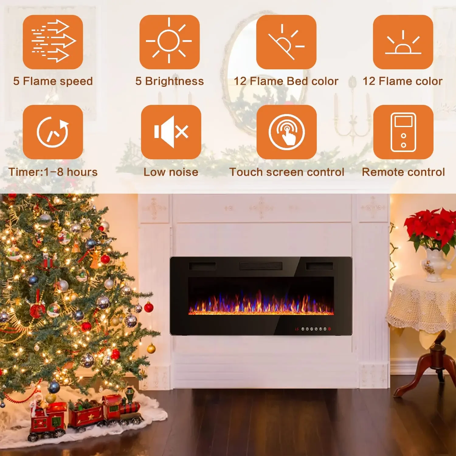 Flame Electric Linear Fireplace, Wall, 110-220, 750 - detail 8