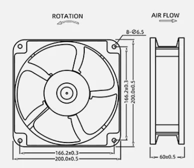 Axial Flow Fan, 200mm, 220V, 200X200X60mm, Brushless - detail 20