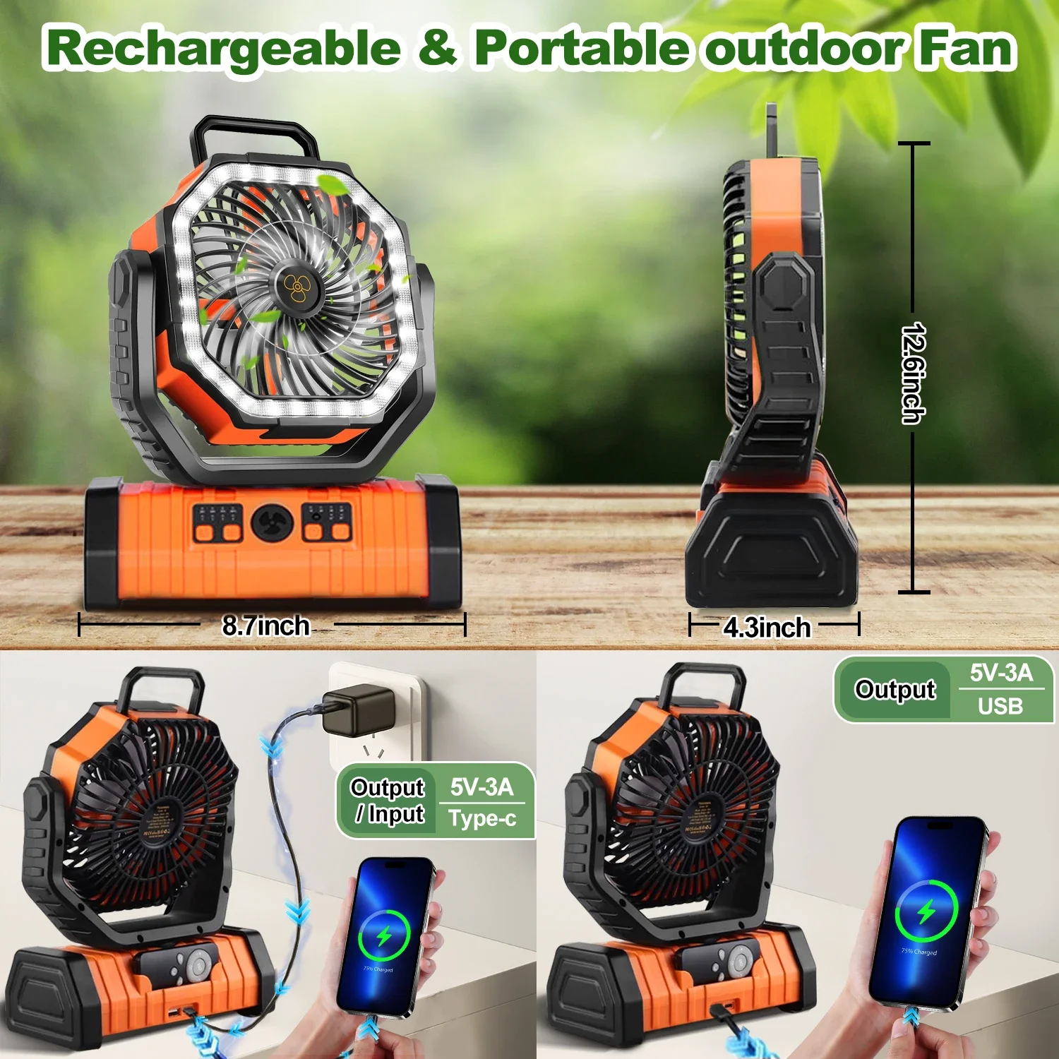 Ventilador Camping Fan, F6, 20000mAh, Portable, LED - detail 12