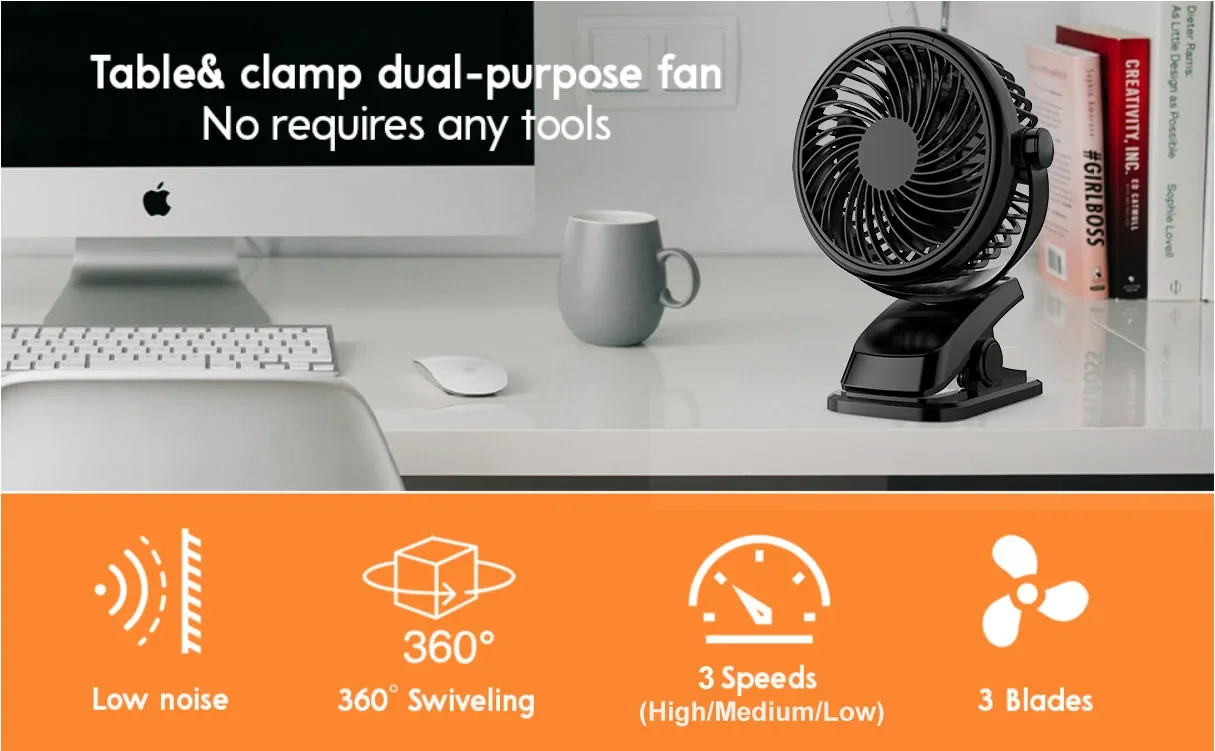 Wind Speeds Fan, 2-in-1, Portable, USB, 720° - detail 4