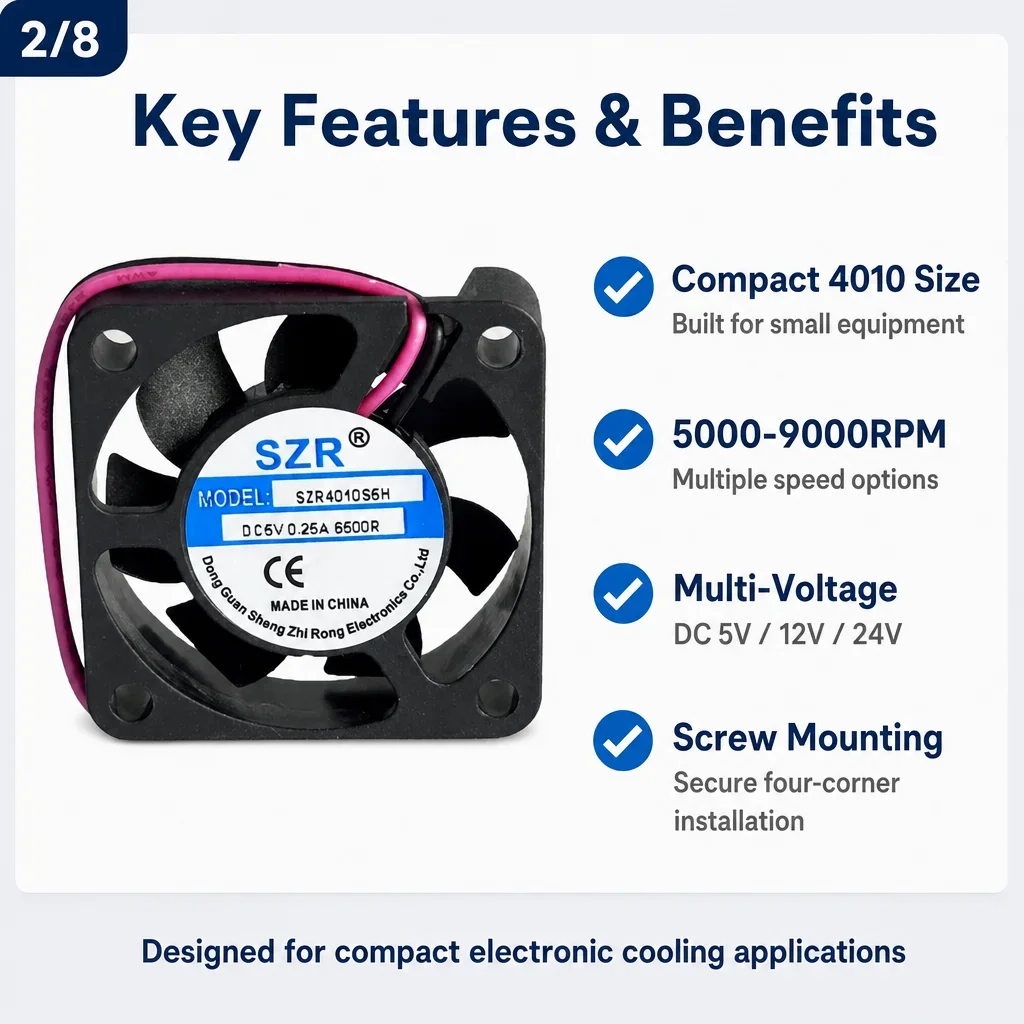 Axial Flow Fan, SZR4010, 40x40x10mm, Waterproof, PWM - detail 8