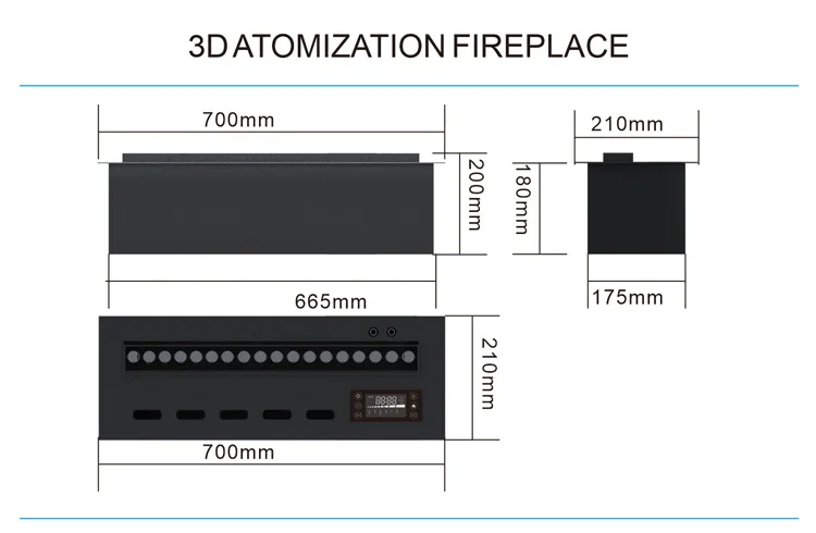 Rgb Led Electric Fireplace, 8-Color, Wall - detail 8