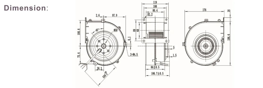 Radial Fan, 120mm, 230V, Centrifugal - detail 12