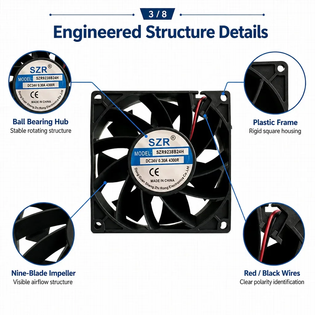 Ball Bearing, 92x92x38mm, 3500-6500RPM, Brushless, Axial - detail 10