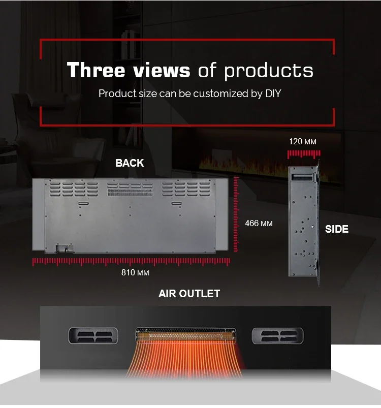 Electric Fireplace, 50", Wall - detail 8