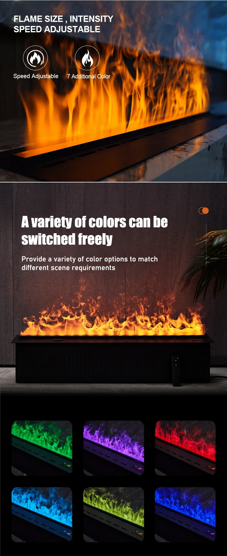 Electric Fireplace, LED, 200W, CR steel - detail 10