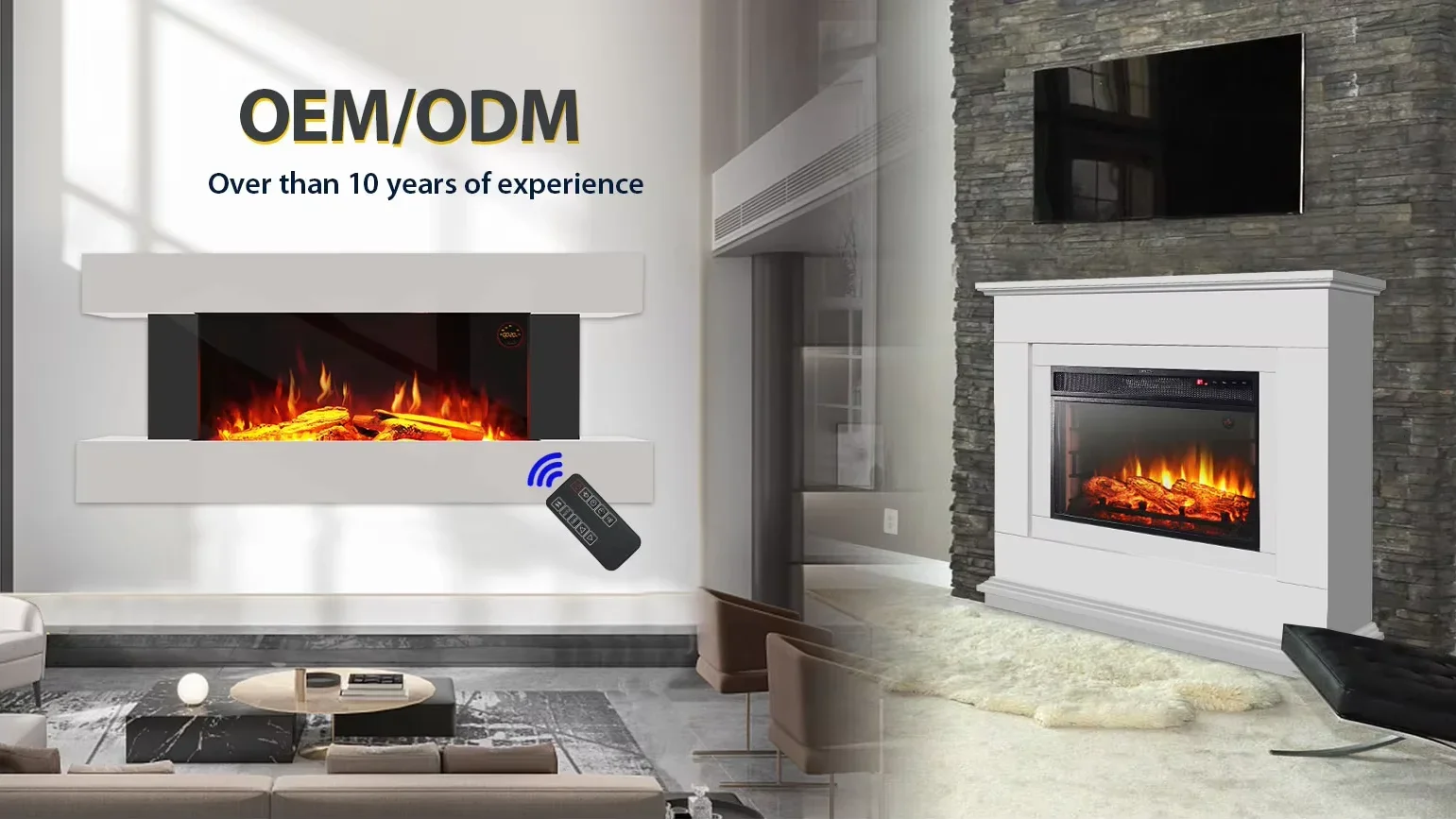 Electric Fireplace, YIKA, 1800W, Wall - detail 2