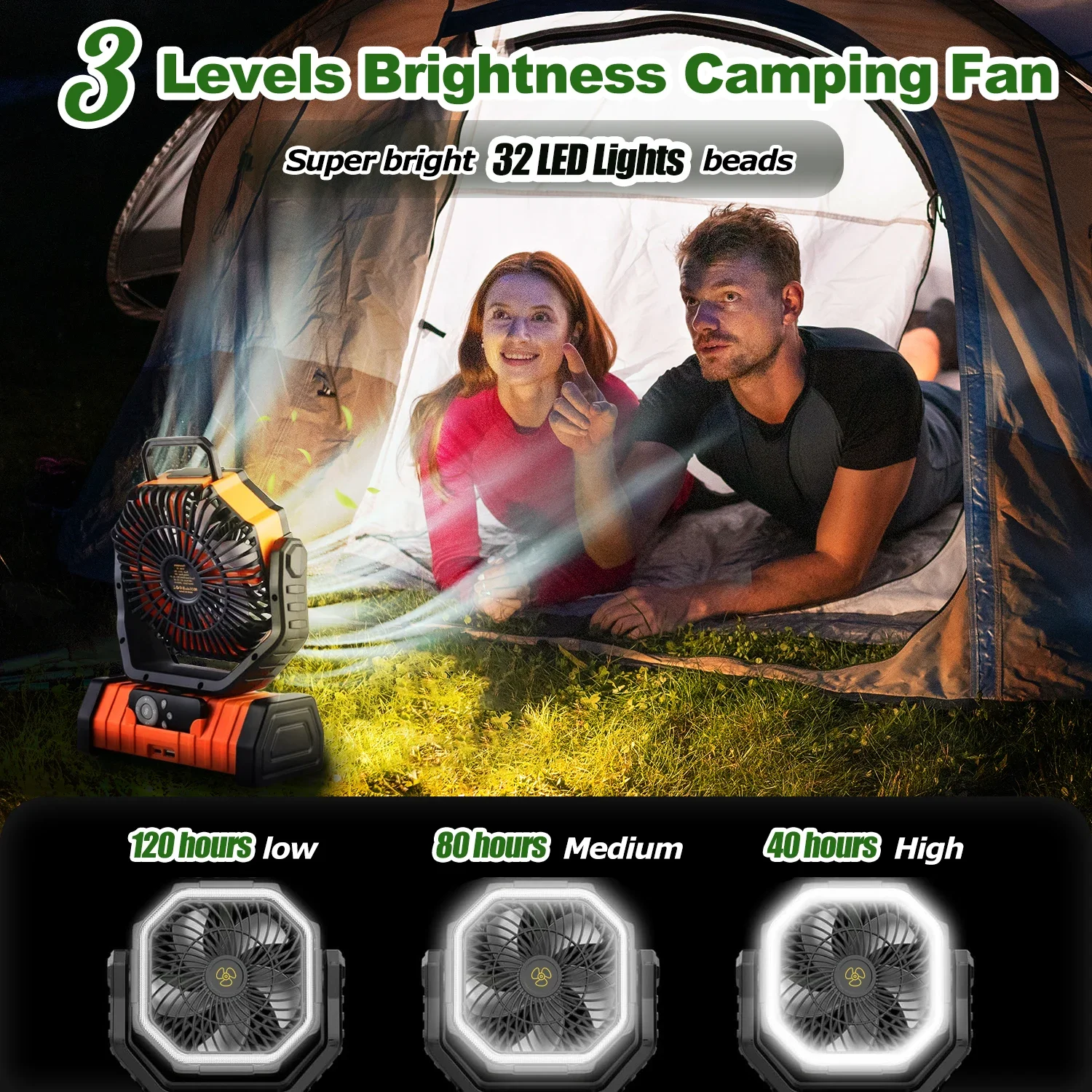 Ventilador Camping Fan, F6, 20000mAh, Portable, LED - detail 14