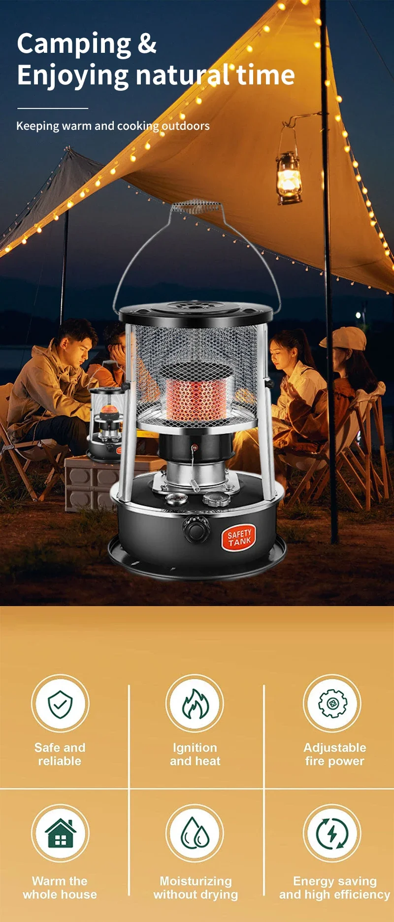 Efficient Kerosene Heater, Stainless, Steel, Portable - detail 4