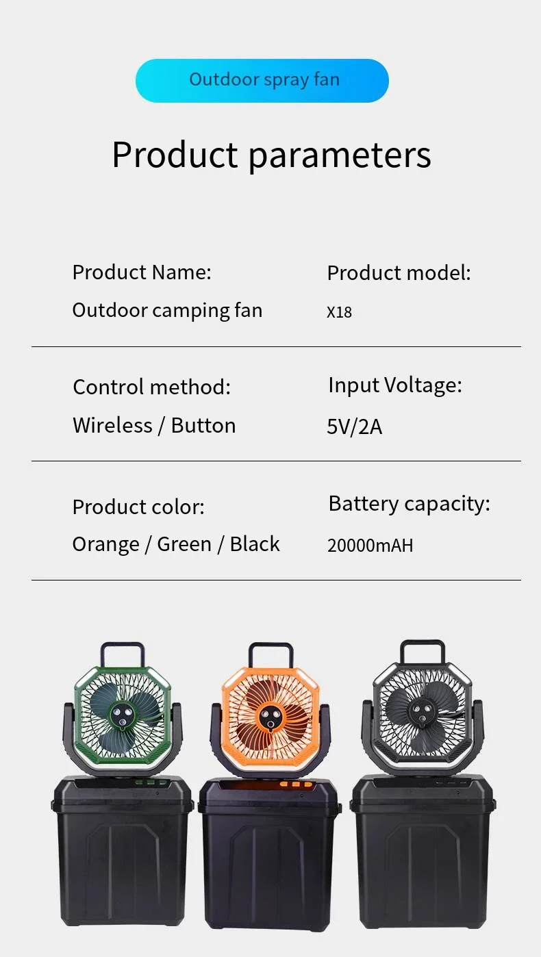 USB Rechargeable Misting Fan Air Cooler with Remote Control 3-Hole Spray Brushless Motor f - detail 32
