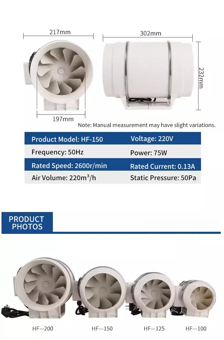 Silent Duct Booster Fan, 220 V, Metal - detail 16