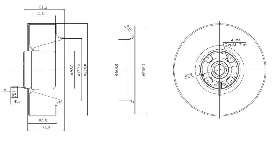 Centrifugal Blower, 250mm, 24V, Brushless, PA66 - detail 10