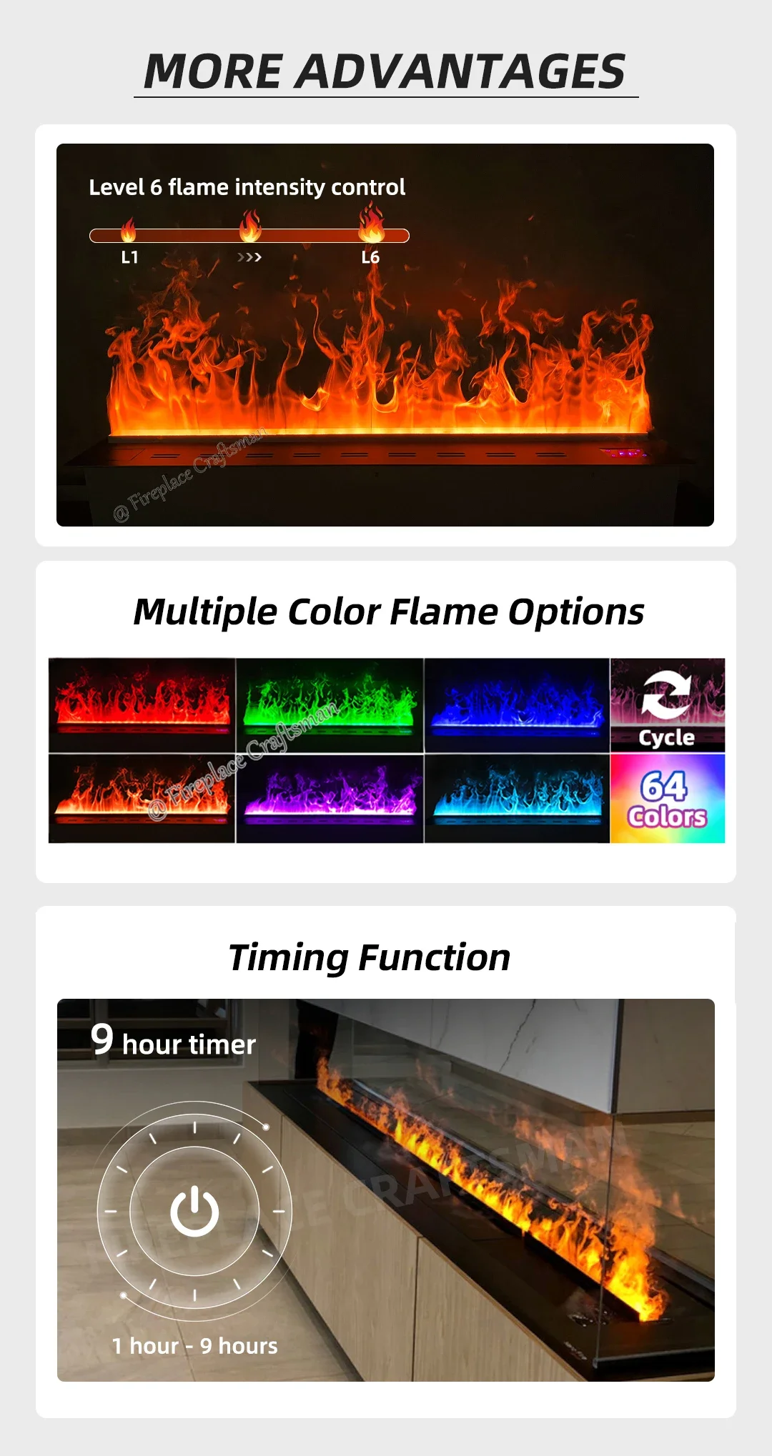 Electric Fireplace, 1200, 1500, 1800mm, WIFI - detail 12