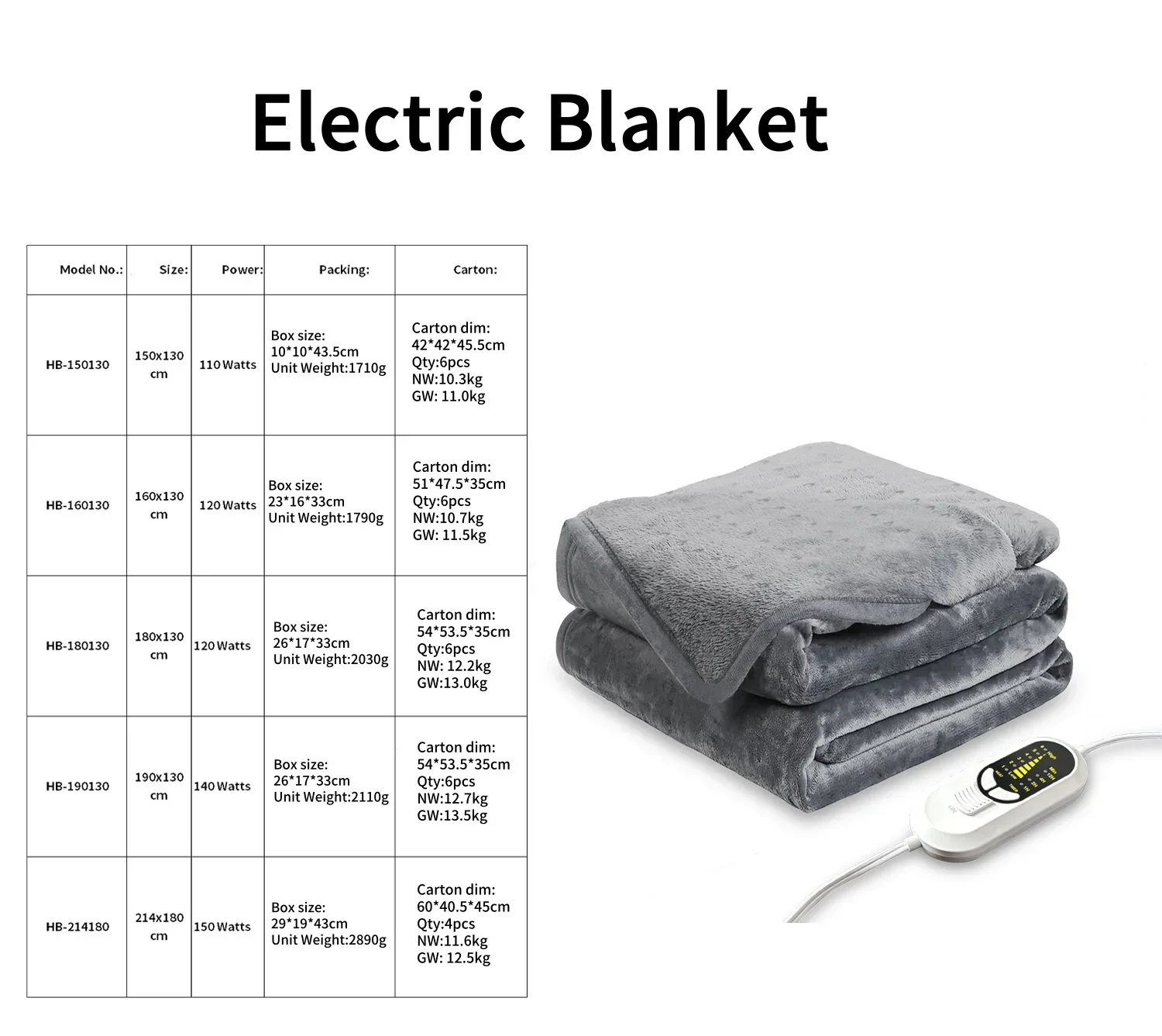 Electric Heated Throw Blanket, 110 W(0.15hp), Flannel Fleece - detail 14