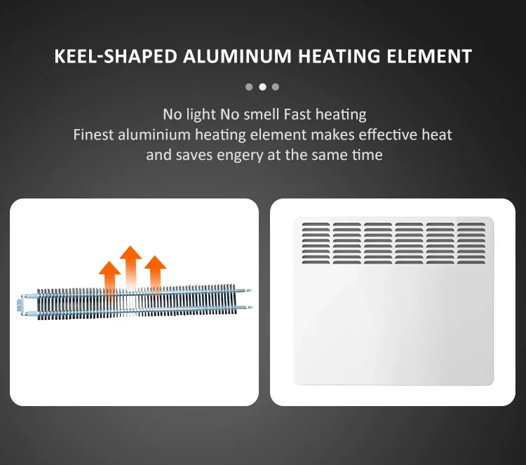 Slim Electric Convector Panel, Wall, 500W, Metal - detail 10