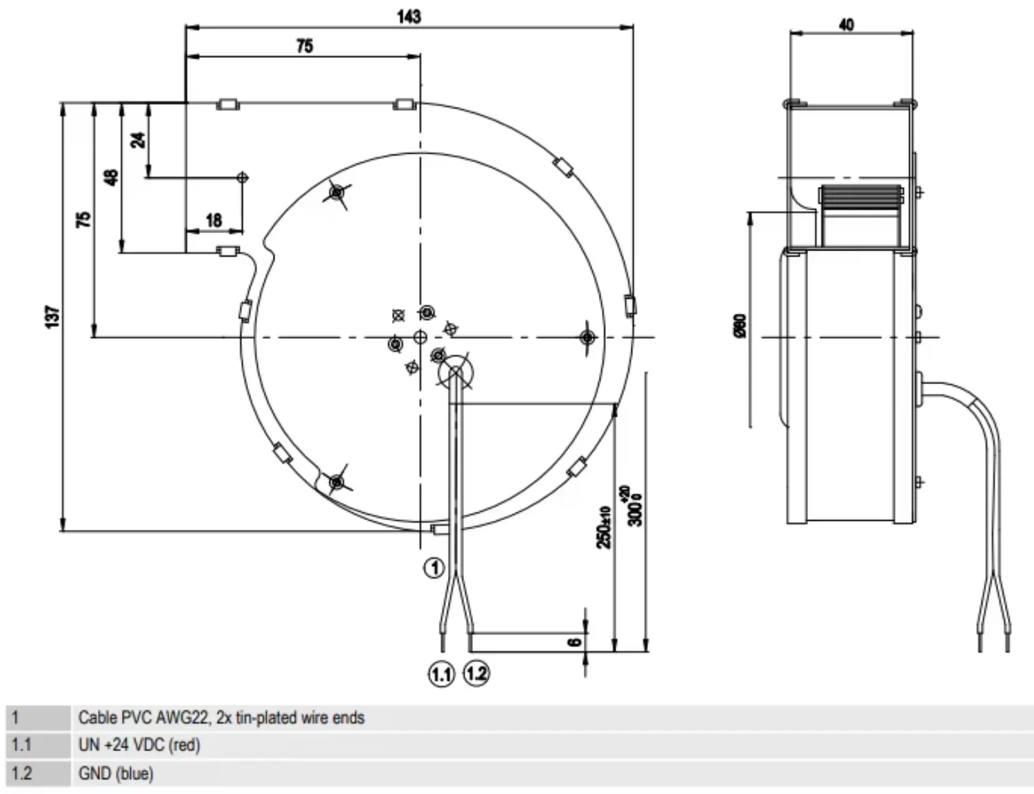 G2G097-AA16 97mm DC Centrifugal Blower, 24V 18W, German Made - detail 10