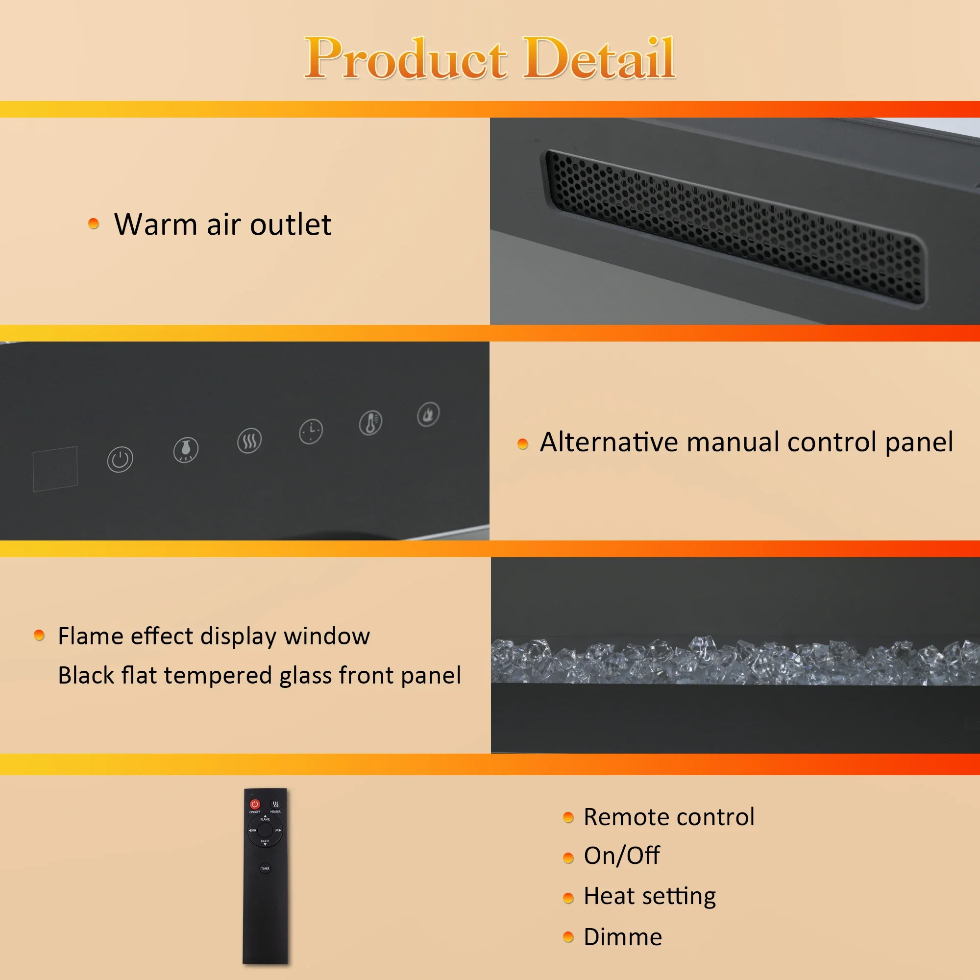 Electric Fireplace, WFP, Wall - detail 8